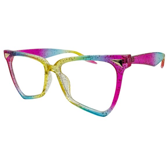 6181 | Rainbow Clear Lens Cateye Blue Light Blocking Glasses - Picture 2 of 5